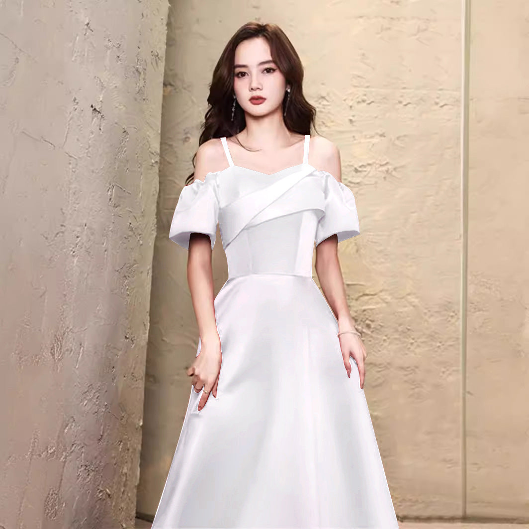 2025 Toast clothes new bride red engagement dress high sense suspender wedding small evening dress women