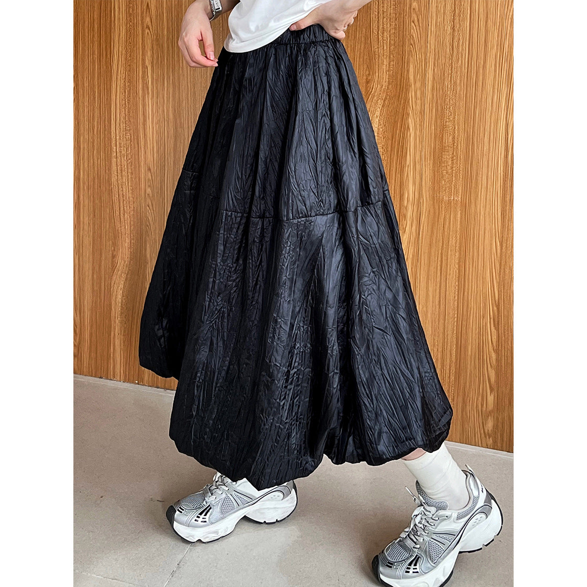 Luxi, pleated pearlescent yarn bud skirt women's summer new smart and elegant fairy glazed skirt 1635