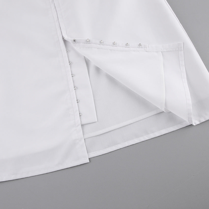 2025 autumn clothes on the new white polo shirt skirt commuting thin waist long sleeve dress Popular trade women's clothing
