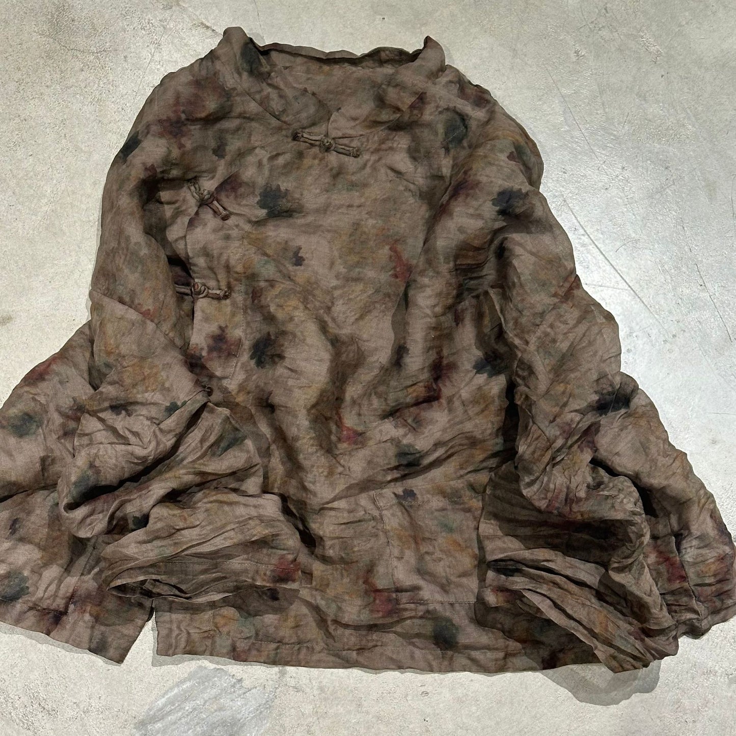 2025 25/3 SN149 ramie printed hand-buckled light retro shirt