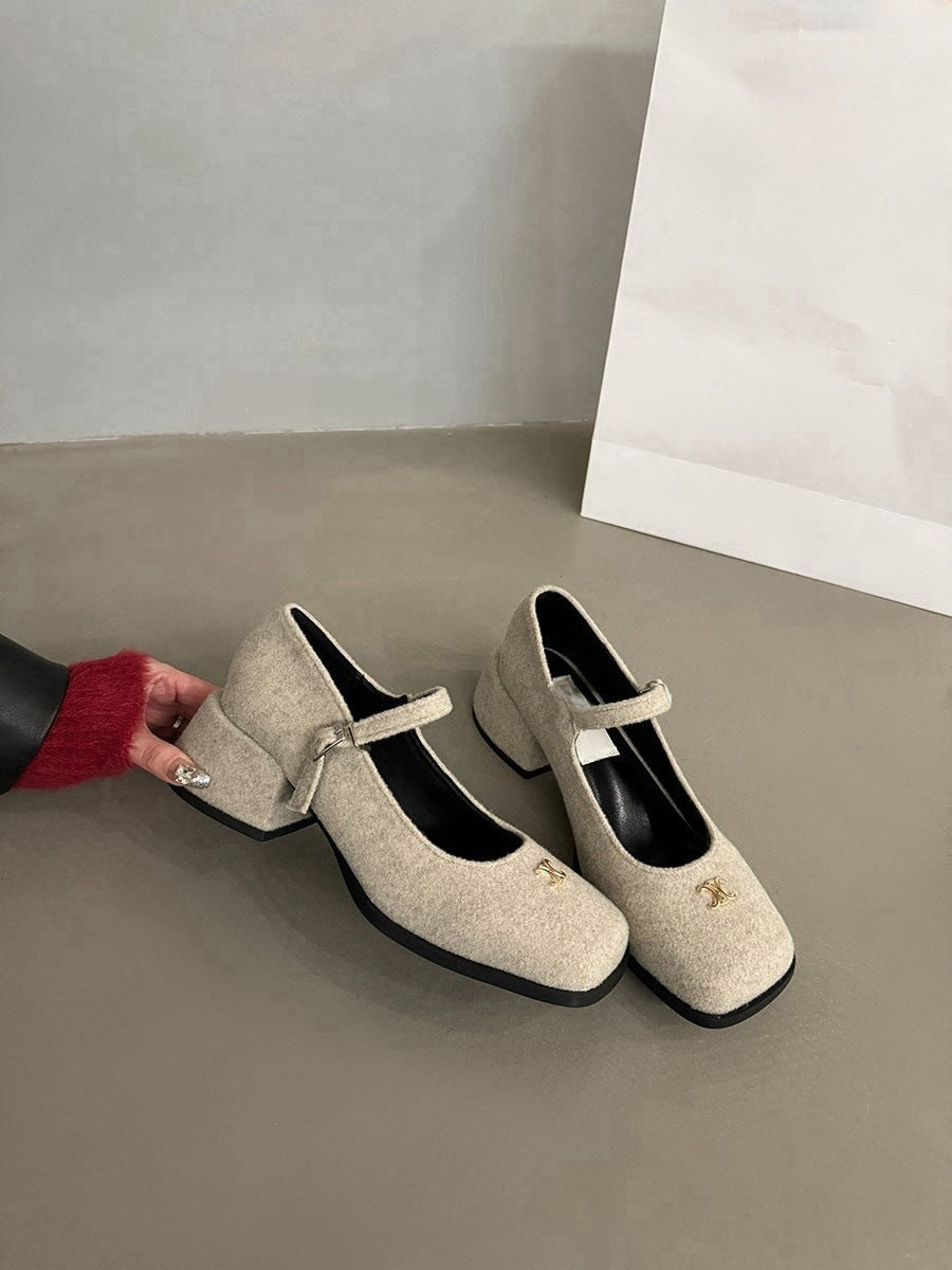 2025 High heels evening shoes children popular new popular wedding shoes high sense thick heel Internet celebrity Mary Jane shoes