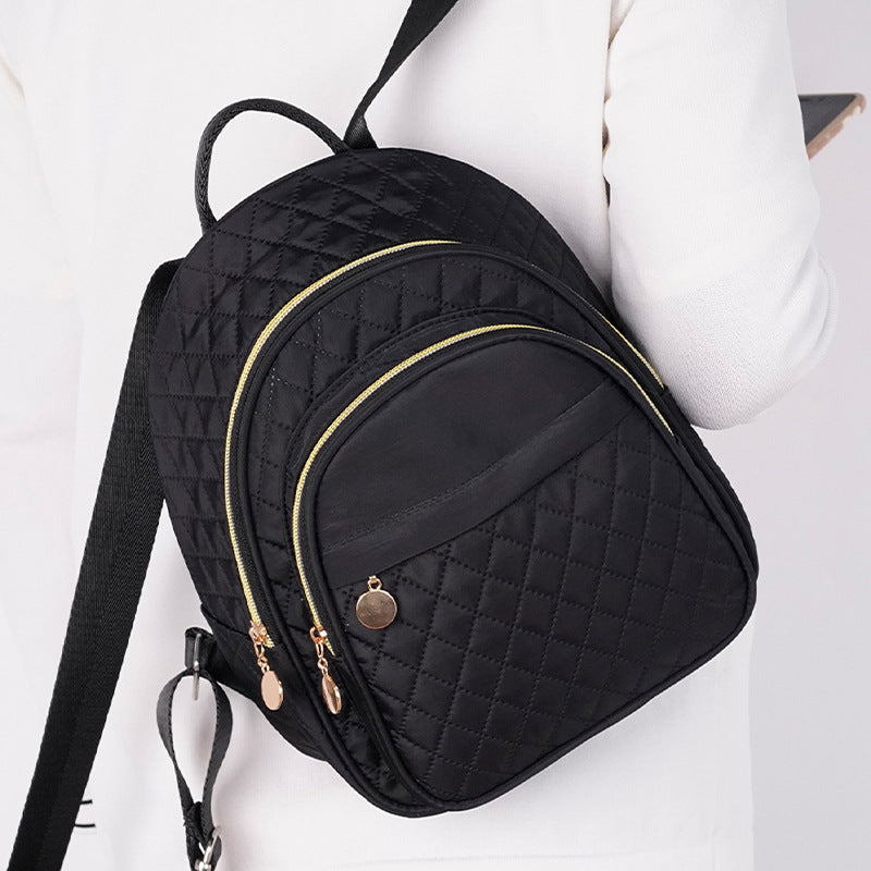 Cross-Border Hot Sale Backpack Quilted Embroidery Thread Backpack Large Capacity Korean Stylish Simple and Versatile Children Girls Schoolbag