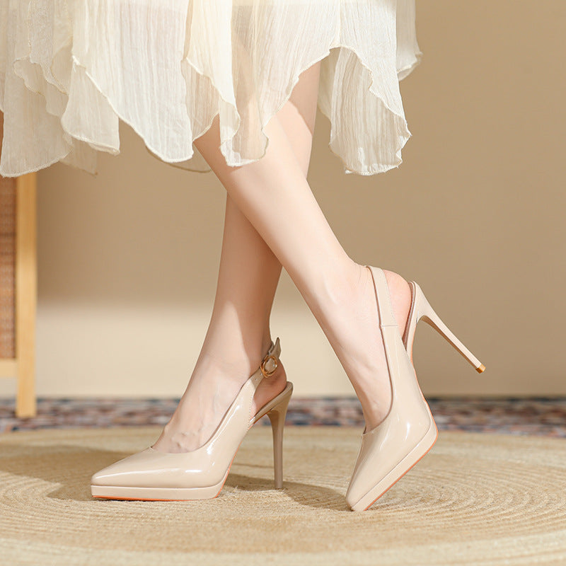 2025 8088C pointed thin heel high heels women's summer new sexy rear empty high heel sandals fairy style Korean version single shoes