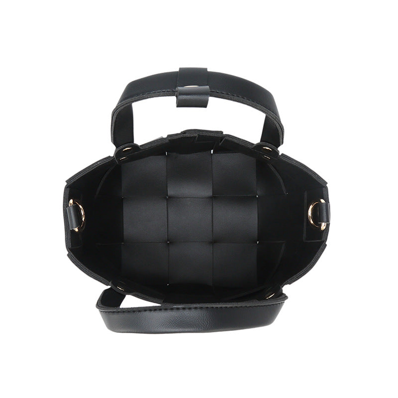 2025 Bag Autumn Women's popular Woven Bucket Bag Textured Vegetable Basket Bag Niche Versatile Casual Mother and Child Handbag