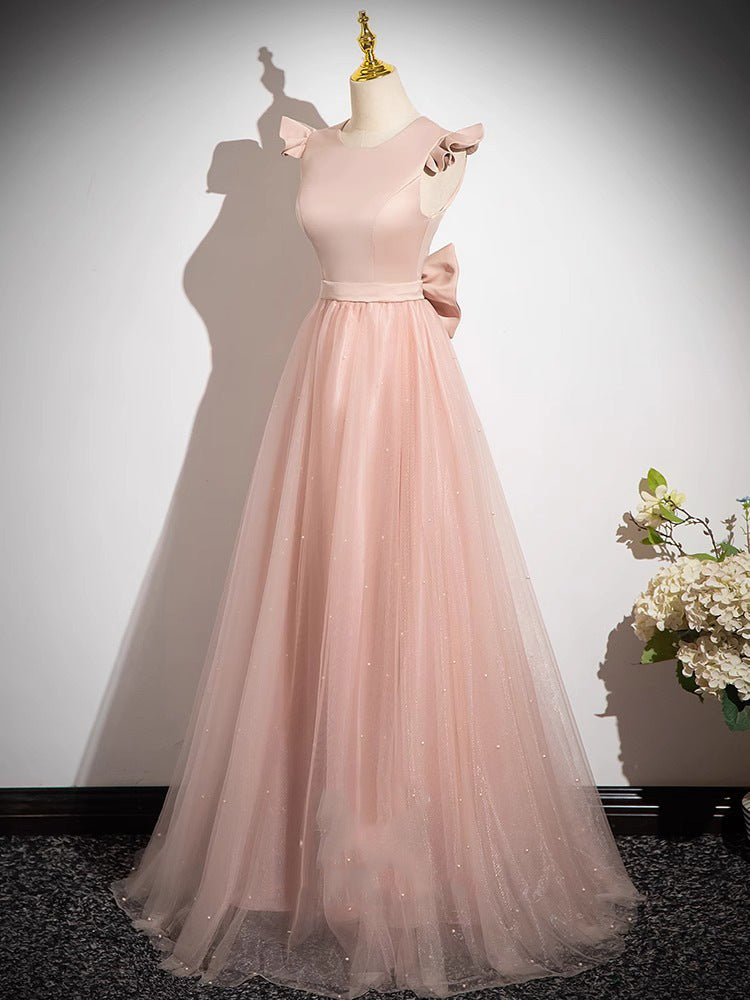 2025 Pink bridesmaid clothes new wedding sister group dress dress high-end niche summer satin light luxury dress