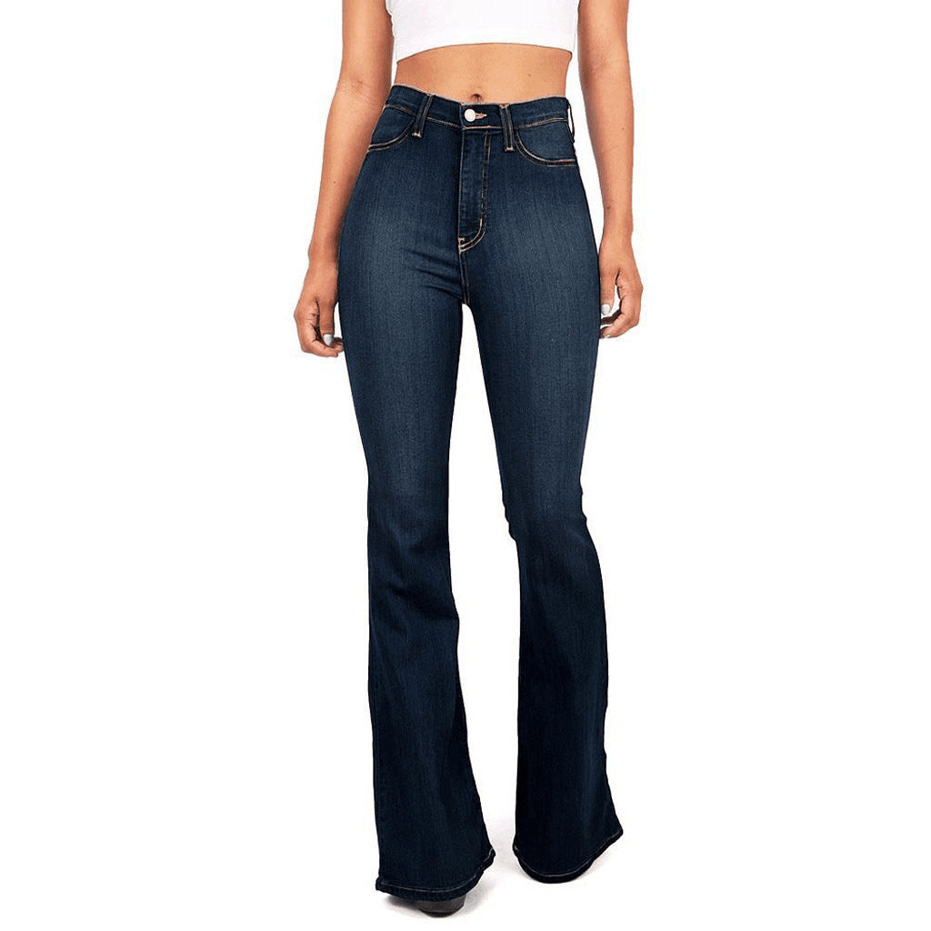 2025 2025 Popular trade high waist elastic wide leg jeans women