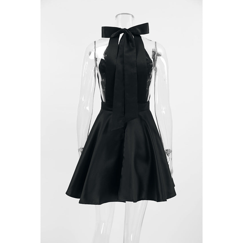 2025 sexy black high waist sleeveless neck dress new spring fashion wholesale short skirt women