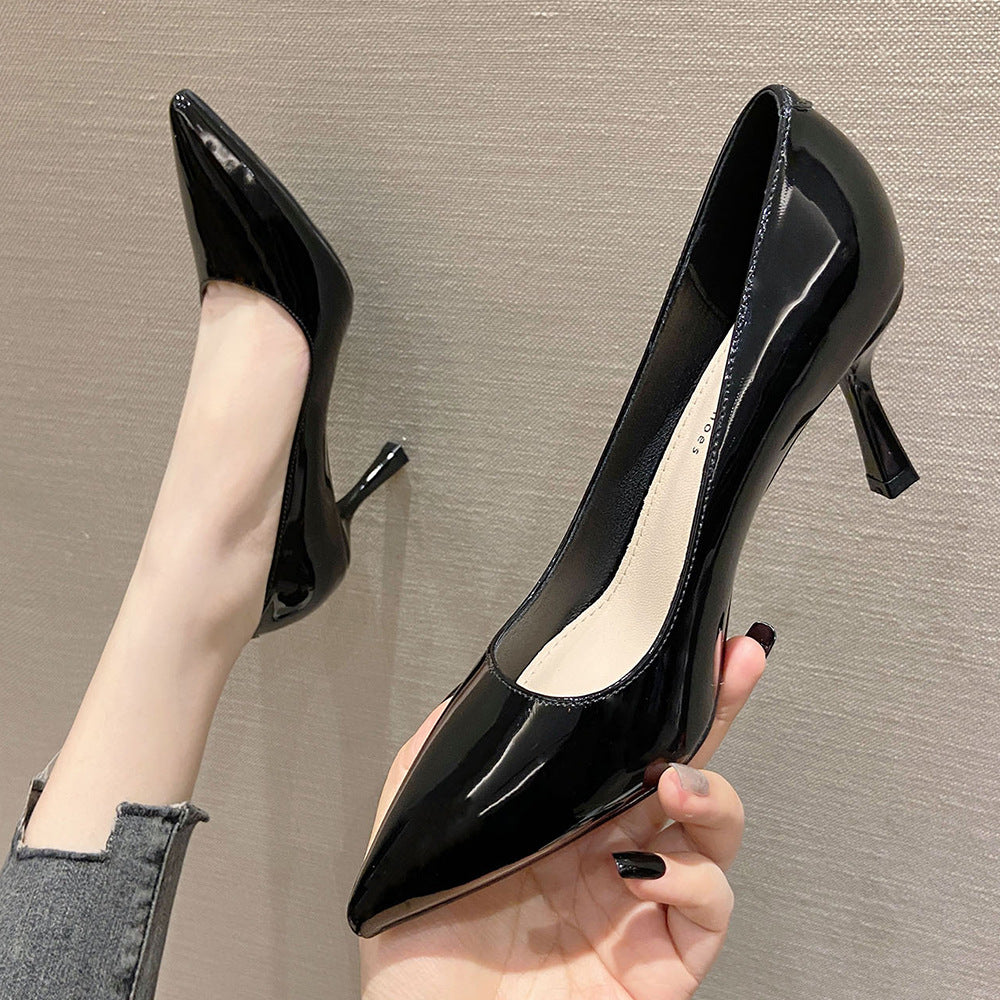 2025 775-15B simple solid color pointed stiletto high heels spring 2025 new fairy style high heels single shoes women