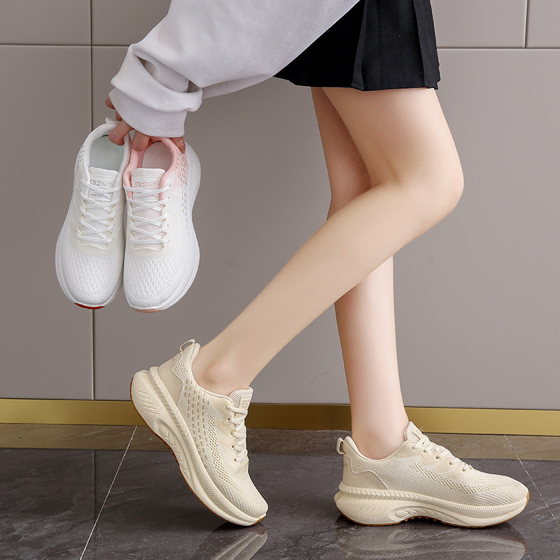 2025 ins Korean version of flying woven shoes spring new student sports shoes breathable fitness running casual street shot K2512