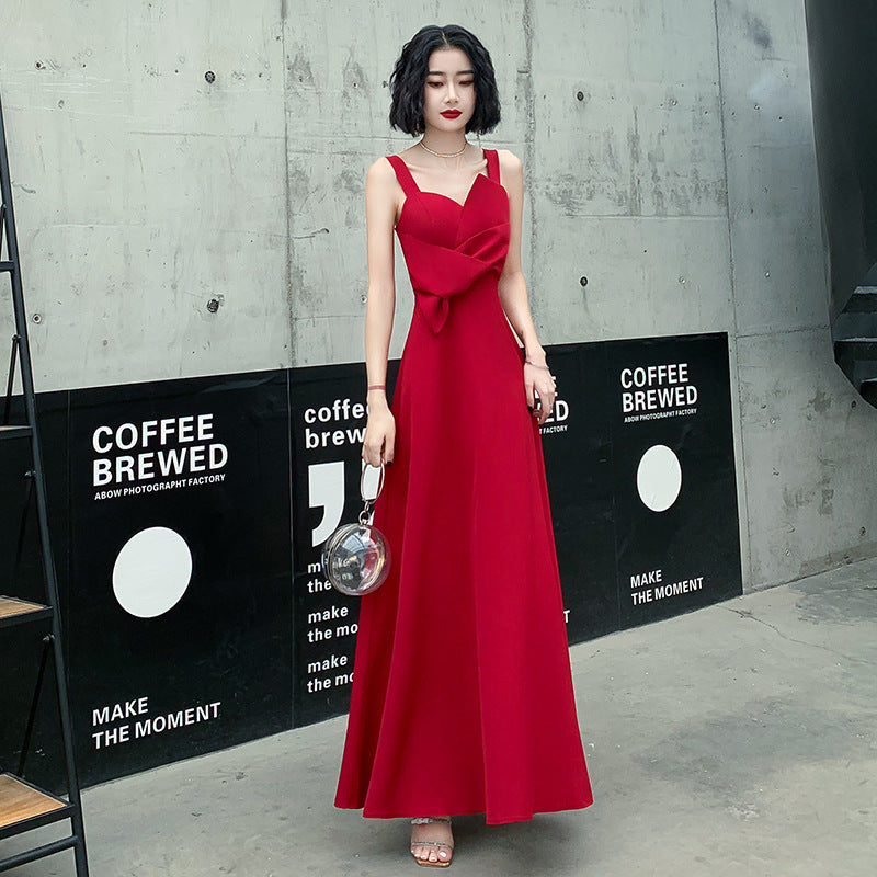 2025 Black evening dress women's new banquet noble and elegant temperament annual meeting long host dress looks thin