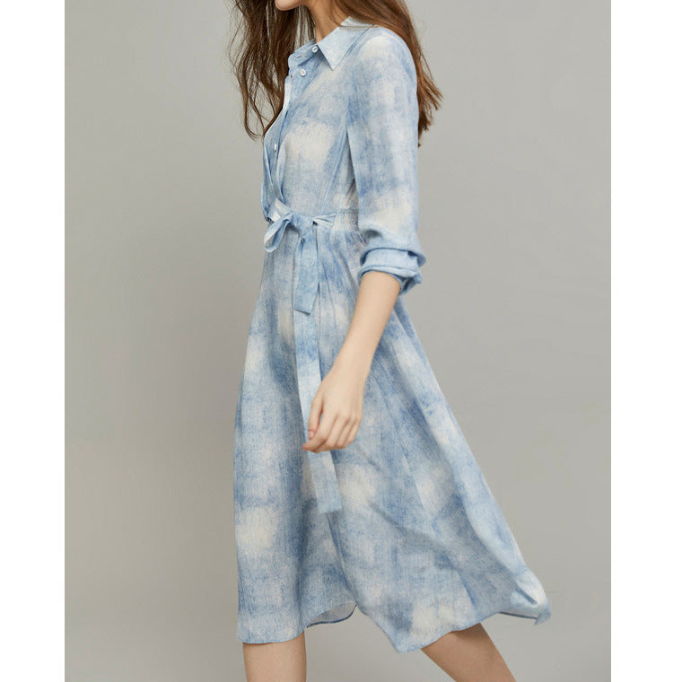 2025 silk shirt skirt, high-end mulberry silk dress, heavy women's clothing new summer medium and long models