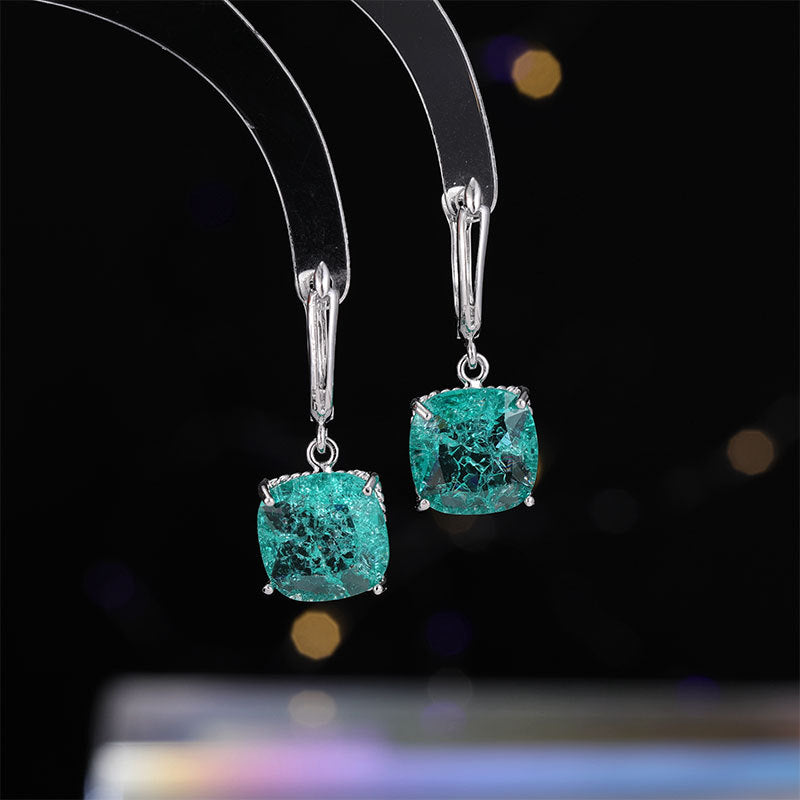 2025 Light luxury fashion simple high-end ear buckle fashion square stud earrings new geometric square ice crack zircon earrings