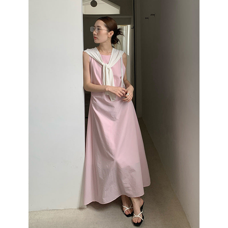 2025 THE MIND Tencel linen pleated vest skirt 2025 summer new high waist slim long skirt 023AX