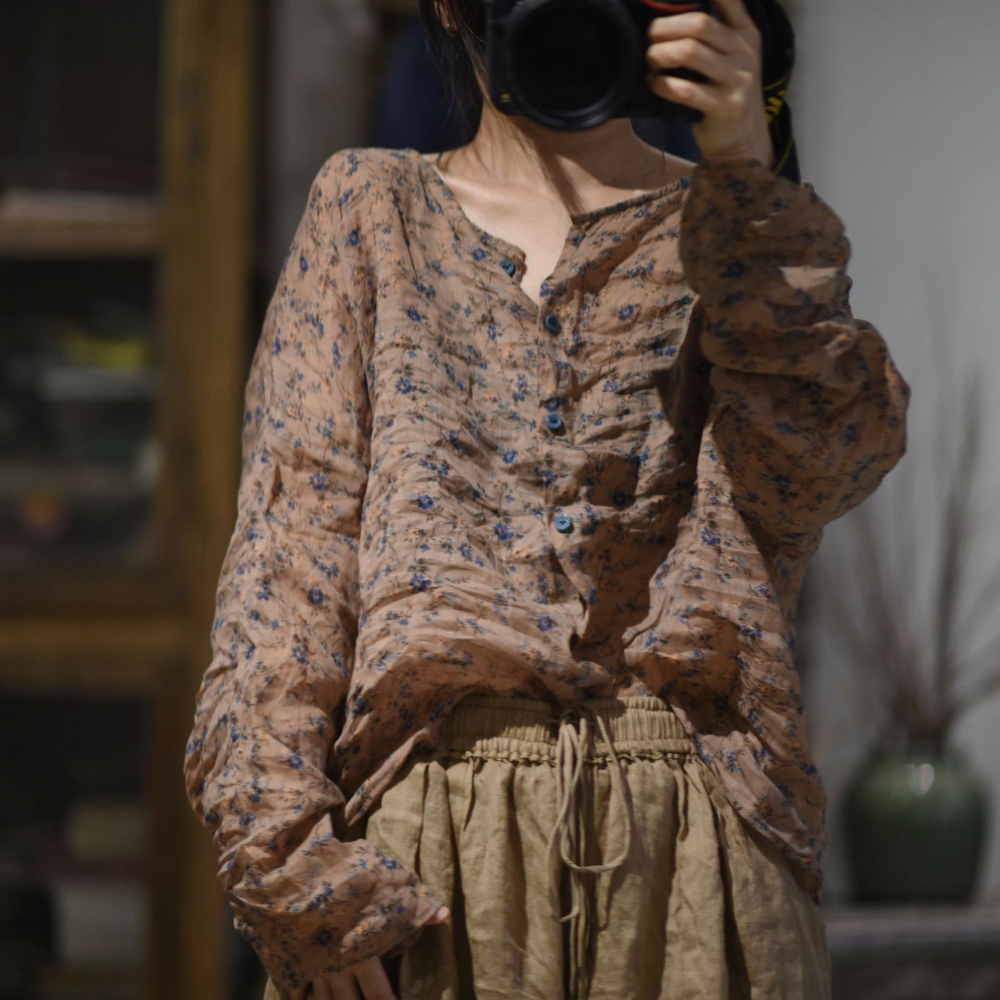 2025 24/7 SN56 Literary Versatile Shoulder Crew Neck Summer Sunscreen Solid Color Printed Ramie Cardigan