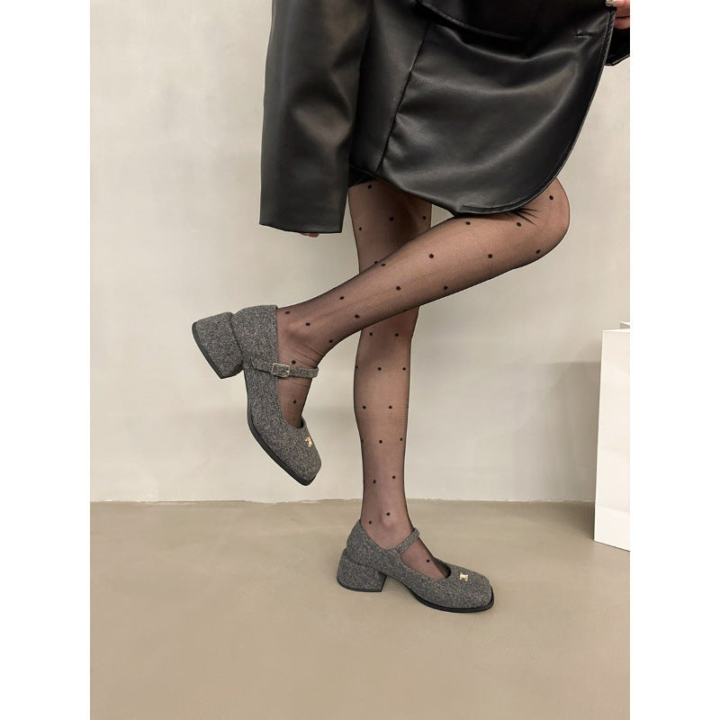 2025 High heels evening shoes children popular new popular wedding shoes high sense thick heel Internet celebrity Mary Jane shoes