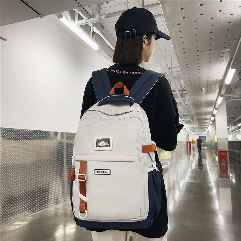 2025 School bag female high school student large capacity school bag casual backpack Korean version simple college student school bag female