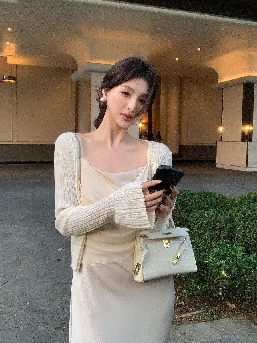 2025 spring and summer new Korean version temperament versatile long-sleeved knitted cardigan top sunscreen blouse 25230