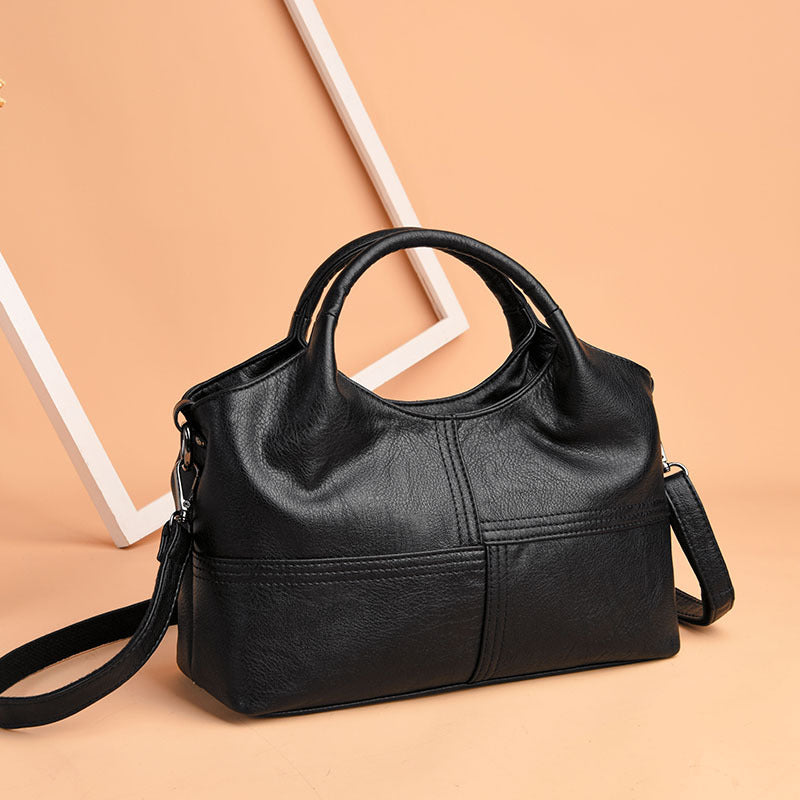 2025 bags popular autumn new high-end soft leather handbags with simple temperament middle-aged mother bags wholesale