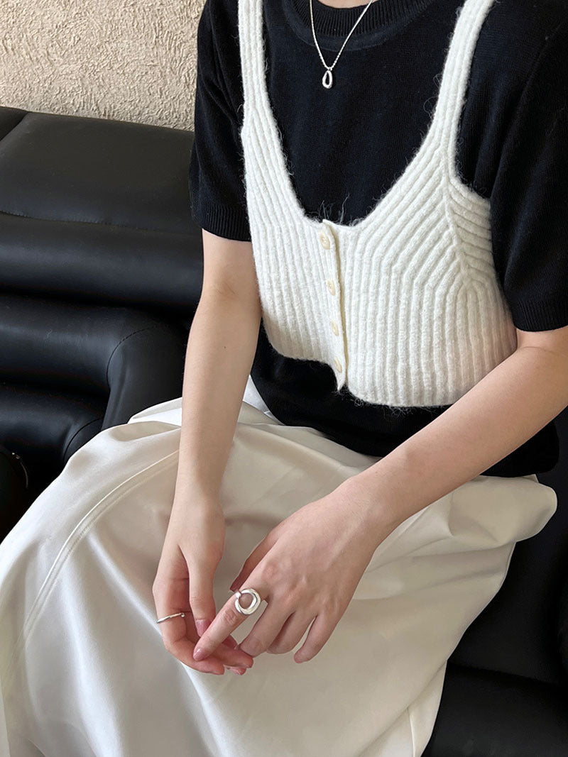 Luxi short outer chest-wrapped vest women's popular autumn ins fashion sweet and spicy knitted small suspender vest ss519