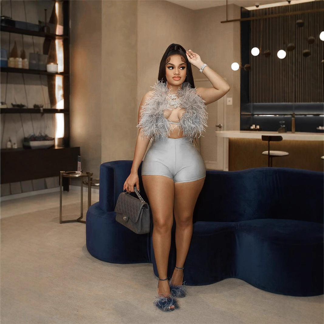 Popular, summer new New Popular trade fashion sexy top tight shorts set