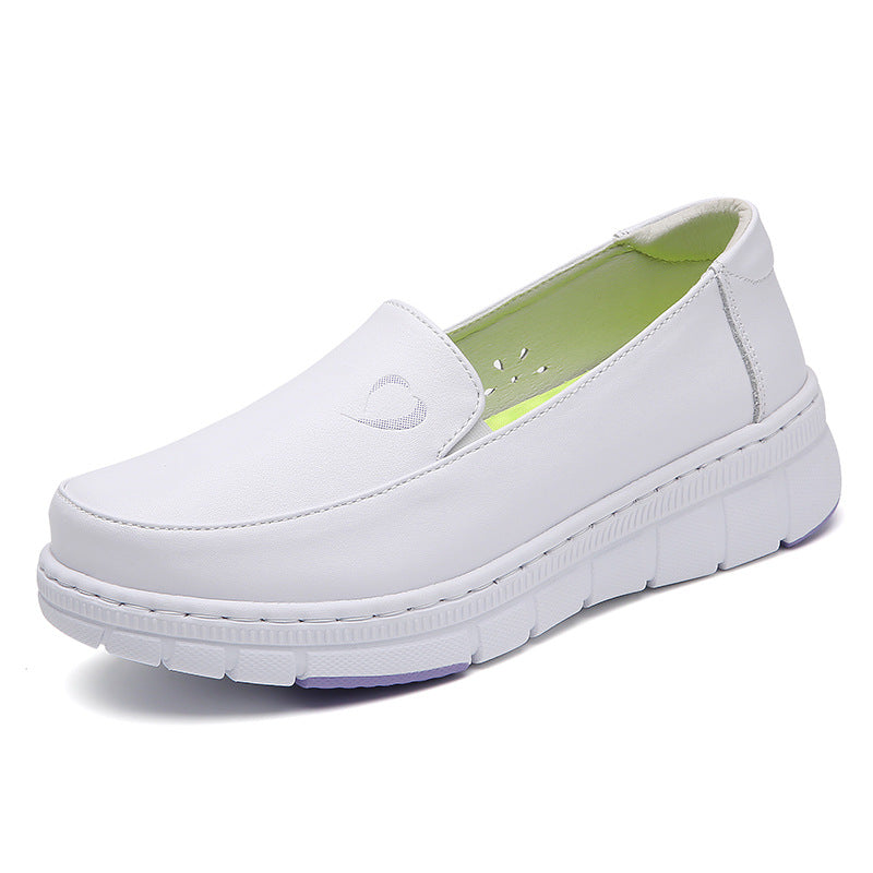 XIANGTUIBAO Nurse Shoes Women's Genuine Leather Women's Soft Bottom Breathable Deodorant Flat Non-Slip Hospital Work Shoes in Stock Wholesale Foreign Trade Cross-Border