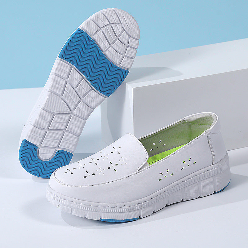 XIANGTUIBAO Nurse Shoes Women's Genuine Leather Women's Soft Bottom Breathable Deodorant Flat Non-Slip Hospital Work Shoes in Stock Wholesale Foreign Trade Cross-Border