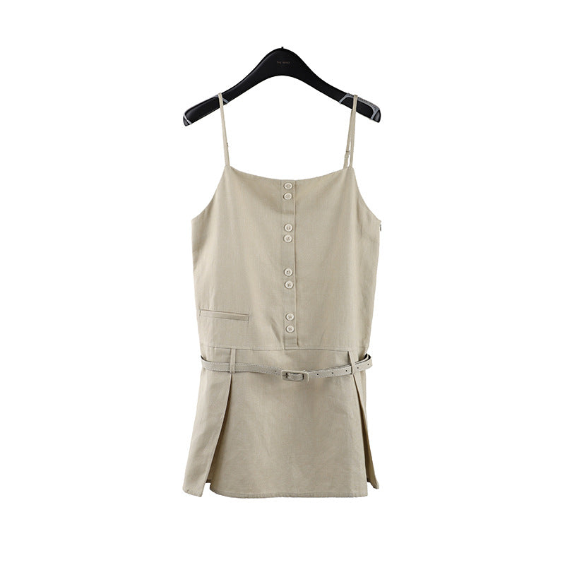 2025 TEH MIND Tencel suspender skirt 2025 thirteen lines of summer new Korean version of high waist and thin A-word skirt 013AX