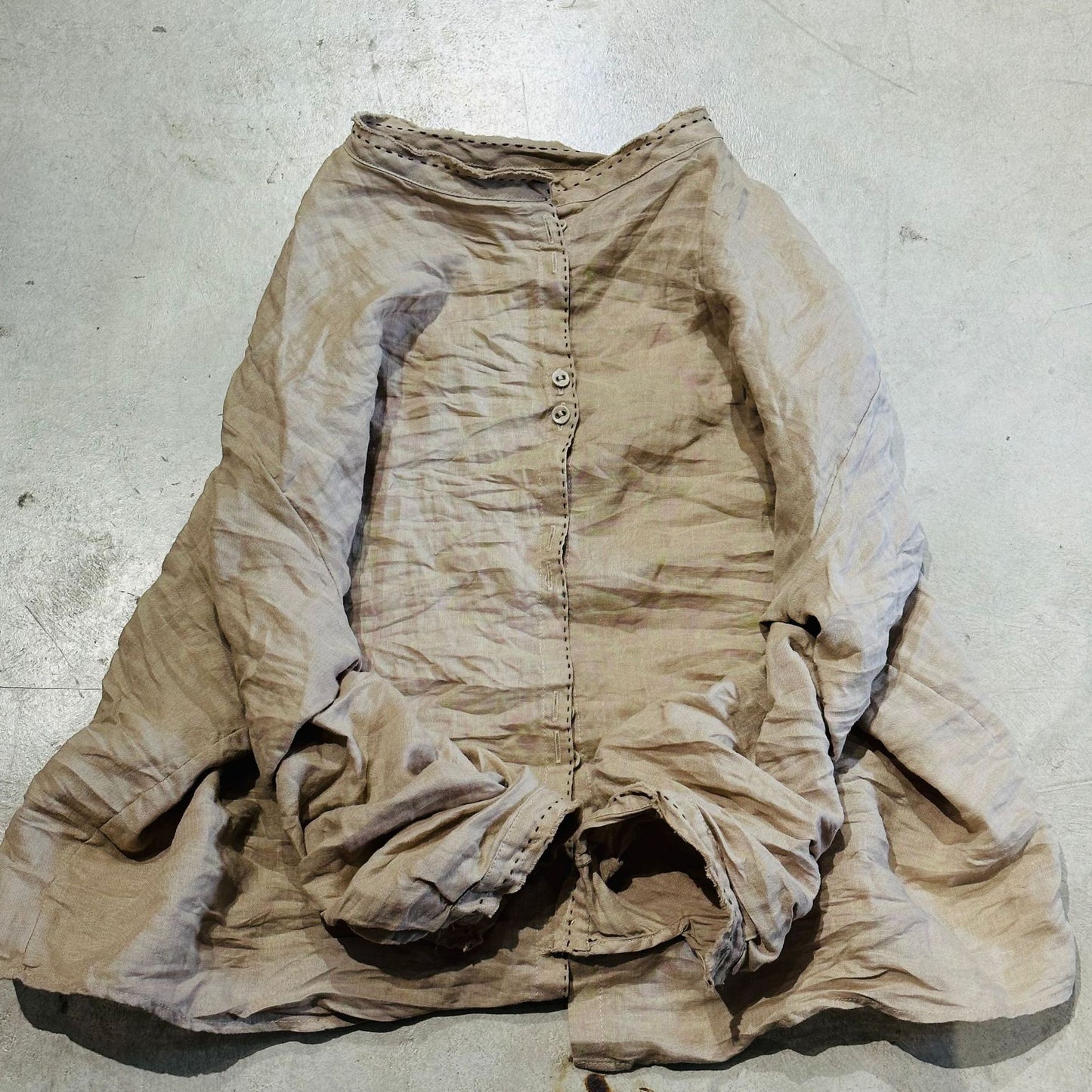 2025 23/9/Keran/Early autumn literary and retro thickened ramie stand-up collar rough edge old washed cardigan