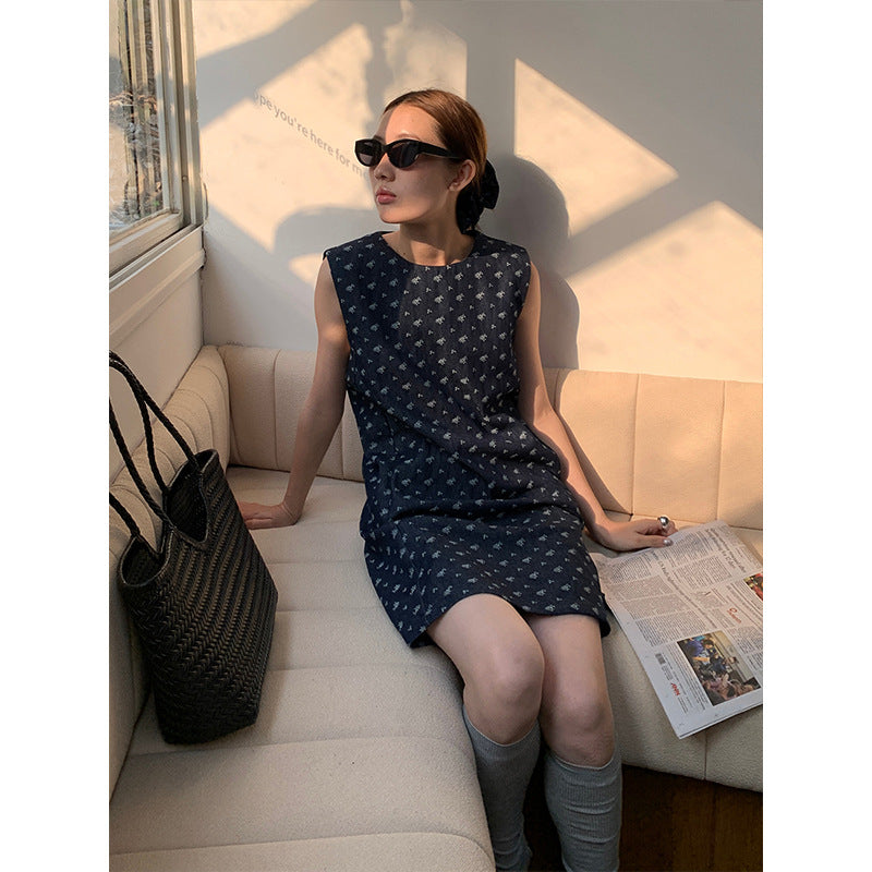 2025 THE MIND floral age-reducing vest skirt 2025 thirteen lines summer new Korean sleeveless dress 0053AX