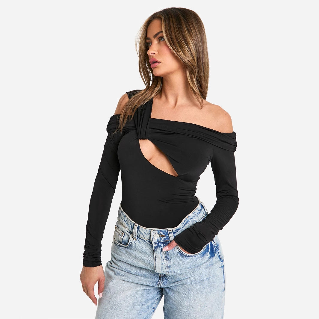 Autumn new New Popular trade fashion design sense slim sexy spice girl solid color trend long-sleeved top women