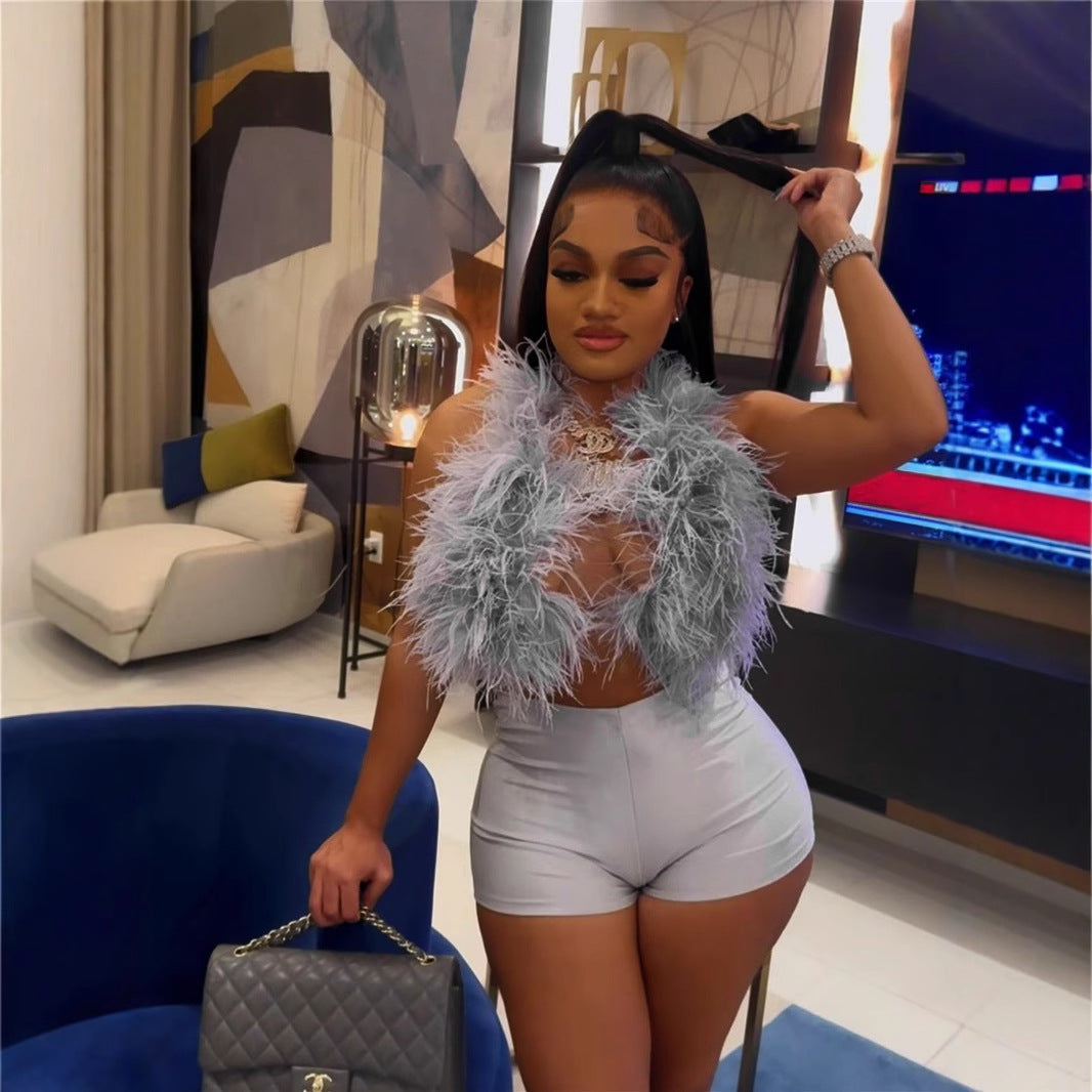 Popular, summer new New Popular trade fashion sexy top tight shorts set