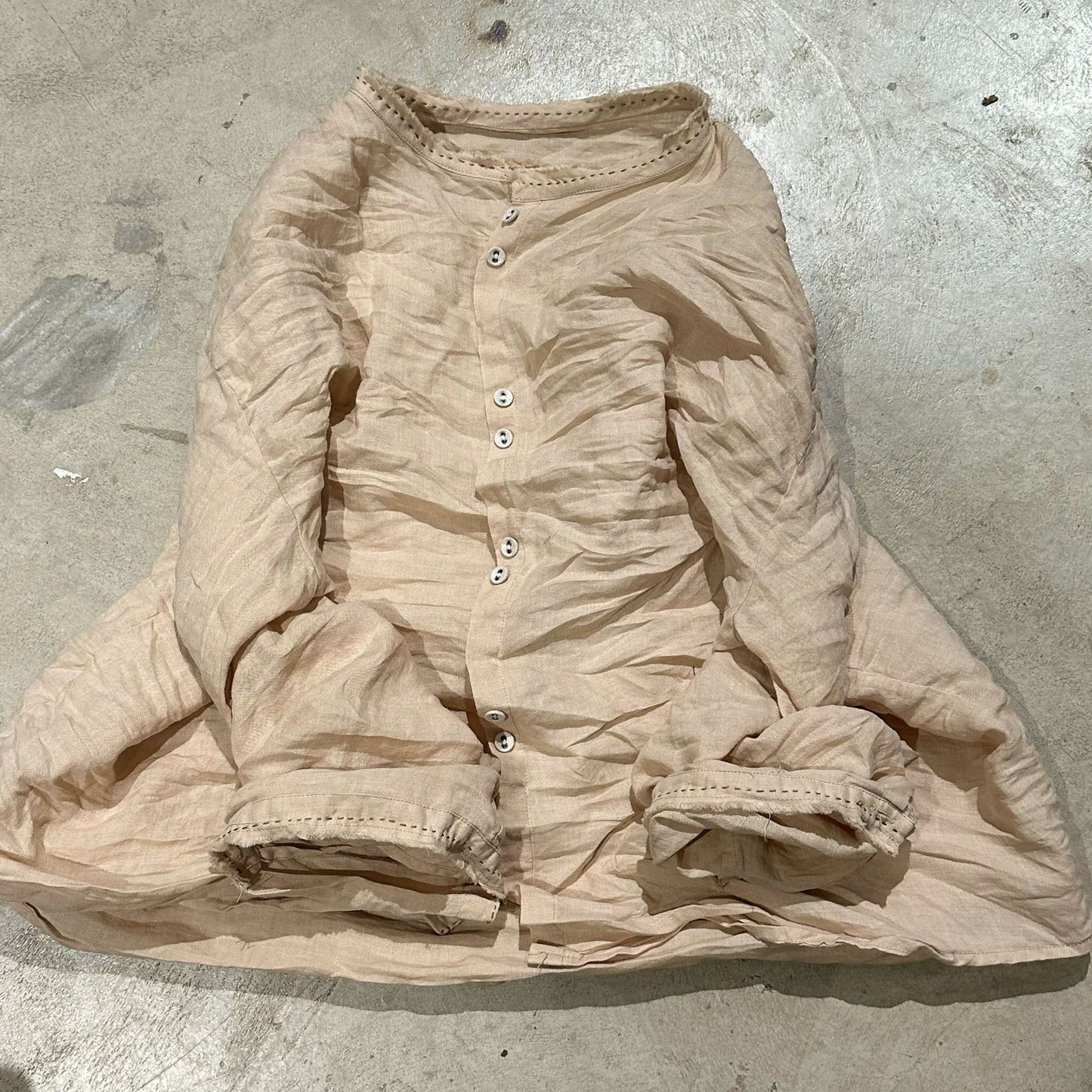 2025 23/9/Keran/Early autumn literary and retro thickened ramie stand-up collar rough edge old washed cardigan