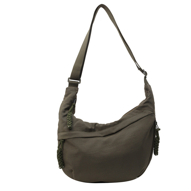 XIANGTUIBAO Spring New All-Match Shoulder Bag Travel Messenger Bag Washed Wrinkled Nylon Retro Casual and Lightweight Dumpling Bag