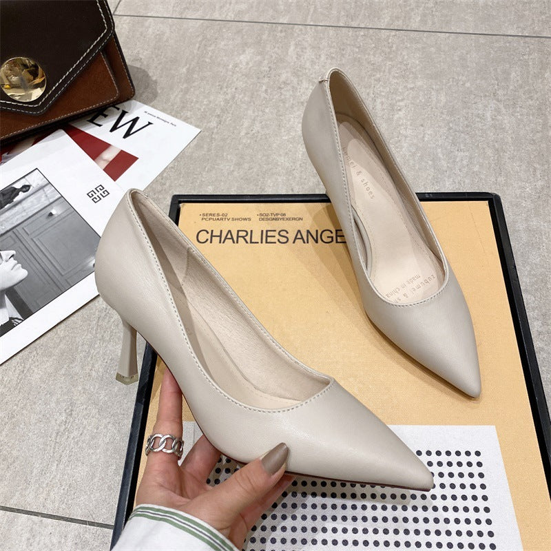 2025 775-15 2025 new thin heel pointed high heels women's simple commuting out high heels Internet celebrities same
