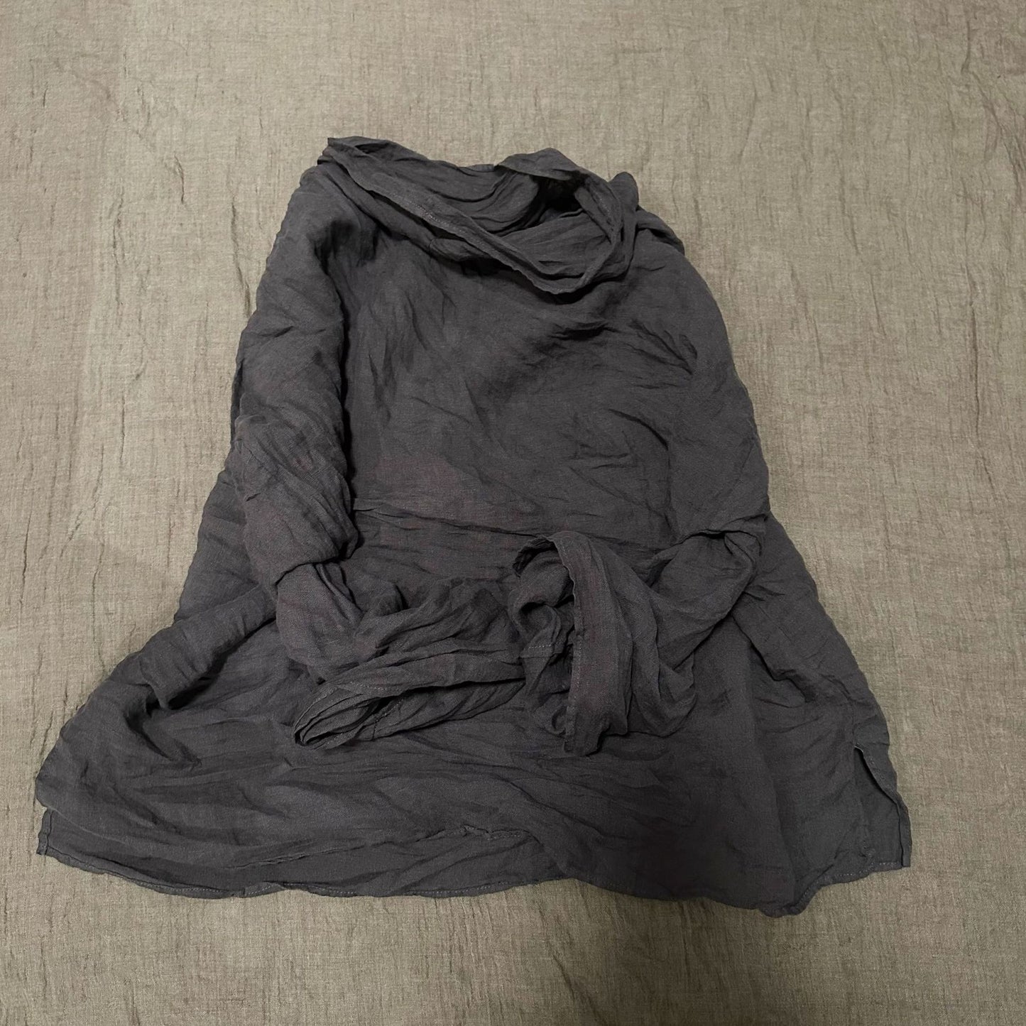 2025 23/9/Original/Literary retro turtleneck washed linen loose shoulder pullover