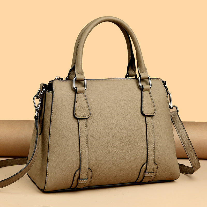 2025 First layer cowhide handbag popular autumn new simple and fashionable leather tote bag high-end messenger shoulder bag