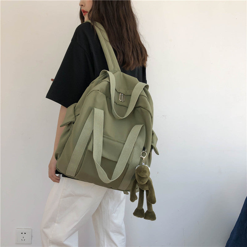 XIANGTUIBAO Solid Color Campus Schoolbag Men's and Women's Portable College Style Fashionable Simple Backpack Hong Kong Style Casual Backpack