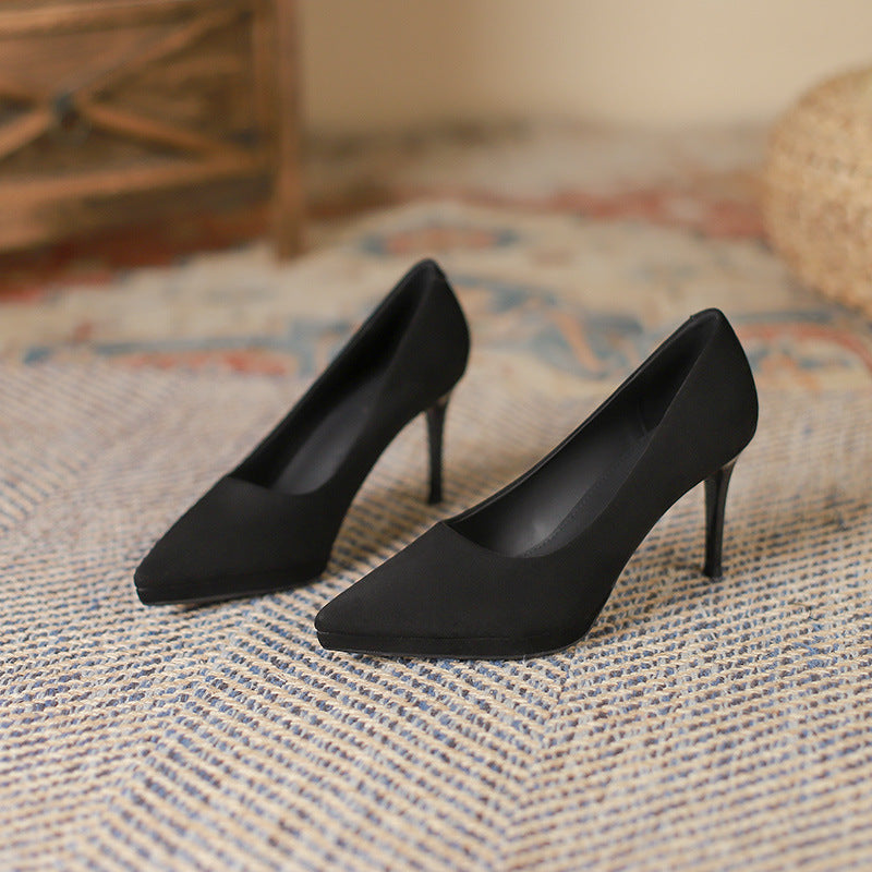 2025 1088-8 thousand bird grid pointed stiletto high heels women's 2025 new 2025 suede super high heels 11CM