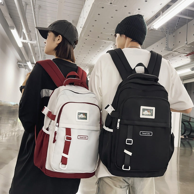2025 School bag female high school student large capacity school bag casual backpack Korean version simple college student school bag female