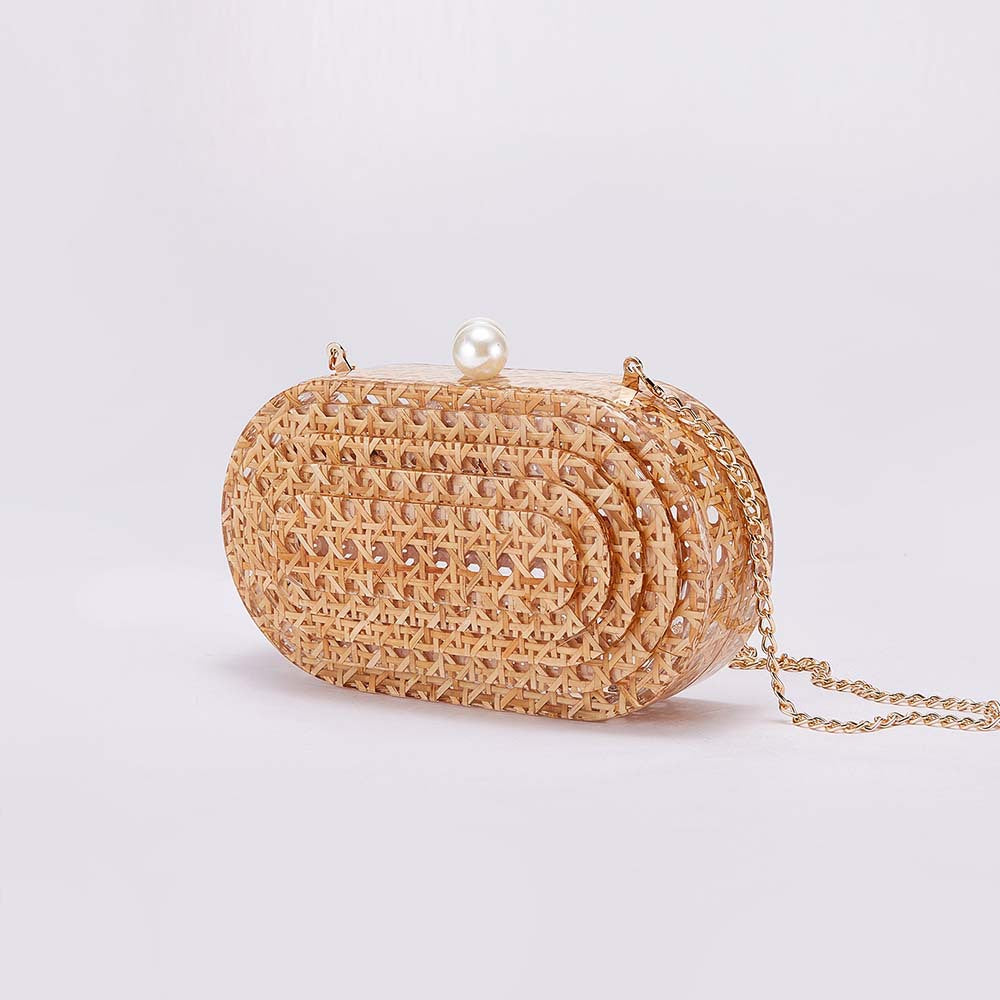 hot-selling new rattan acrylic dinner bag, grab bag, one shoulder oblique span wedding fashion women's bag