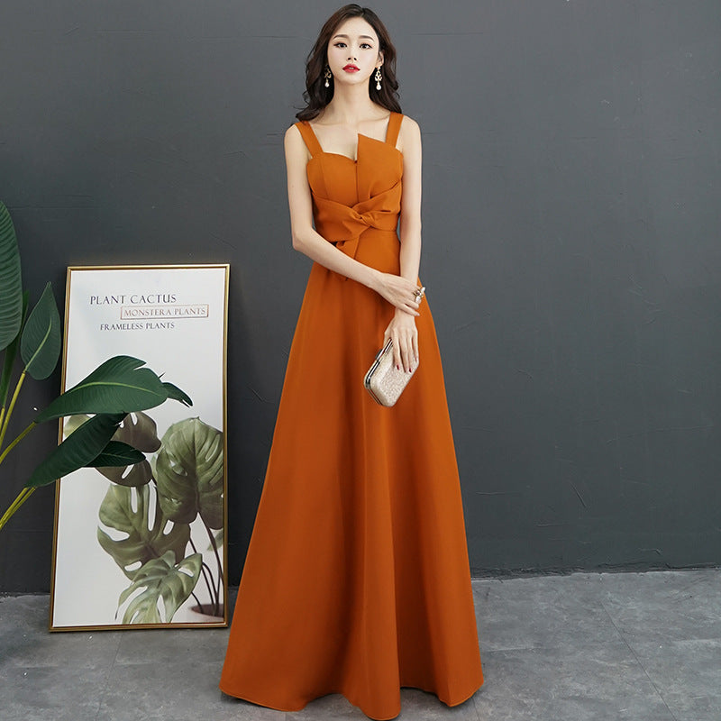 2025 Black evening dress women's new banquet noble and elegant temperament annual meeting long host dress looks thin