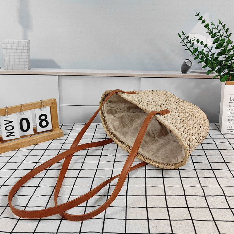 XIANGTUIBAO Straw Bag Ins Style Hand-Woven Large Capacity Hand Holding Crossbody Seaside Vacation Beach Bag Cross-Border One Piece Dropshipping