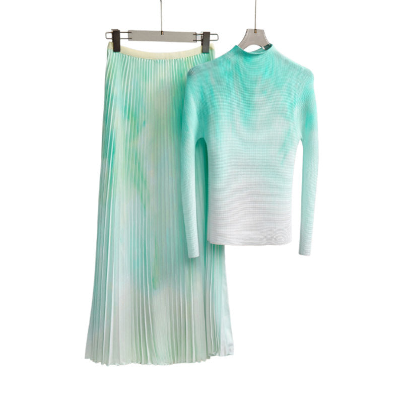 2025 Fashion pleated suit women's autumn clothing high-quality two-piece set processing custom-made 2025 Popular trade big-name women's clothing foundry