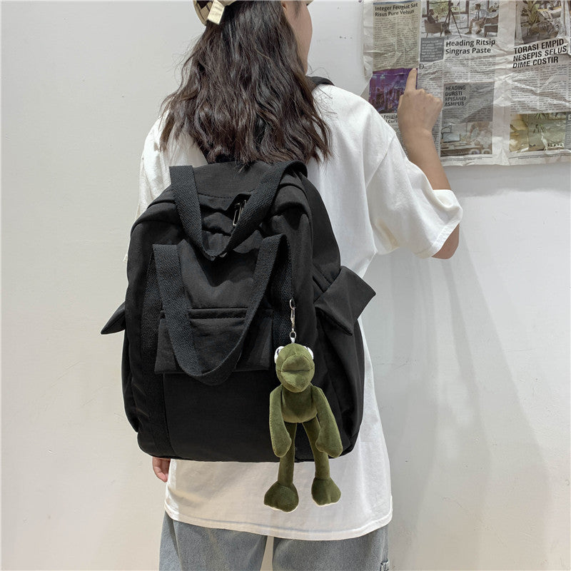 XIANGTUIBAO Solid Color Campus Schoolbag Men's and Women's Portable College Style Fashionable Simple Backpack Hong Kong Style Casual Backpack