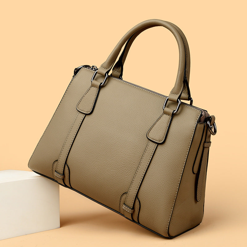 2025 First layer cowhide handbag popular autumn new simple and fashionable leather tote bag high-end messenger shoulder bag