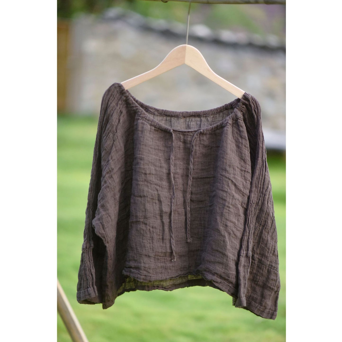 2025 22/8 Lin Shen, early autumn literary and retro texture linen crew neck drawstring loose pullover