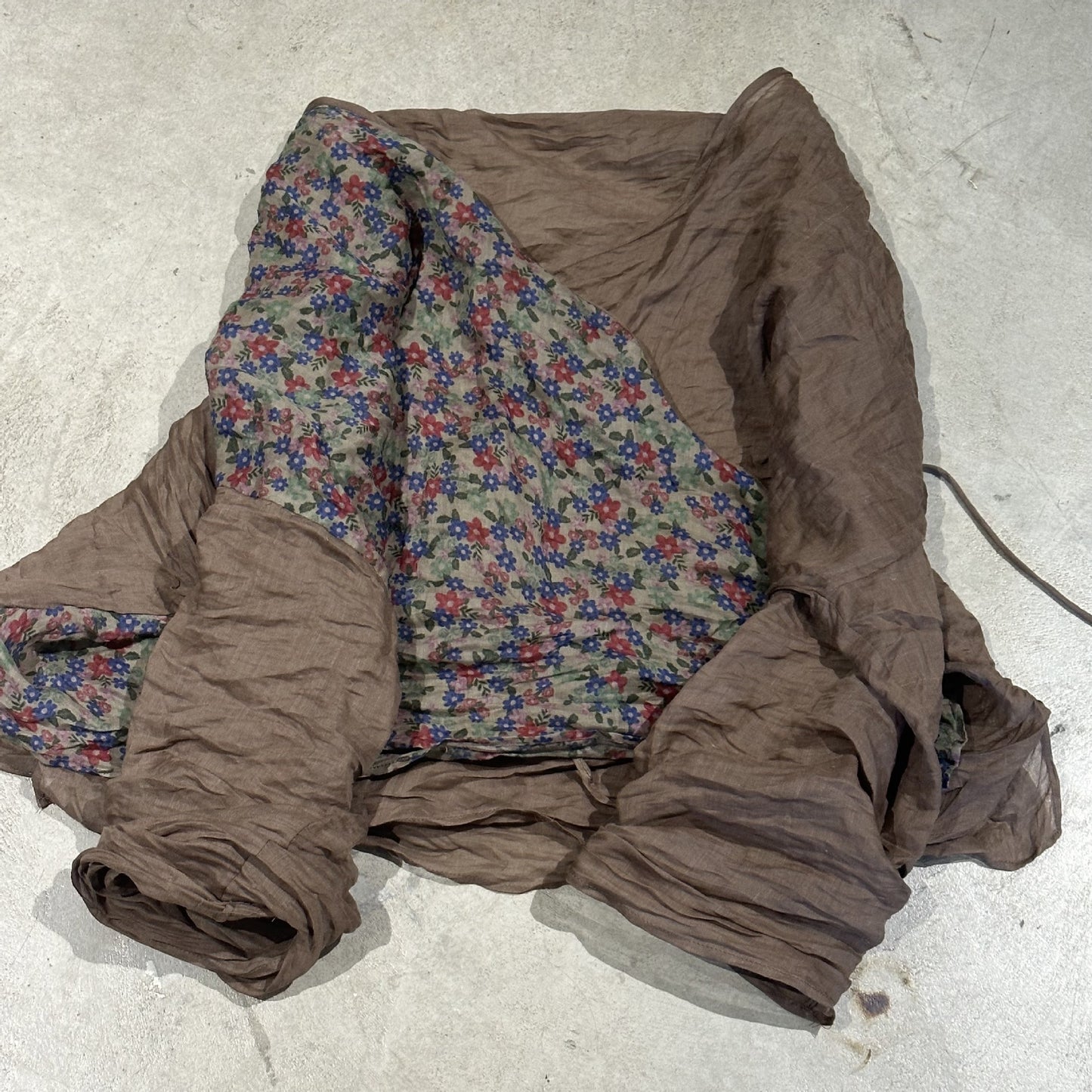 2025 24/4 SN48 flowers, literary and retro ramie printed diagonal placket lace-up shirt cardigan