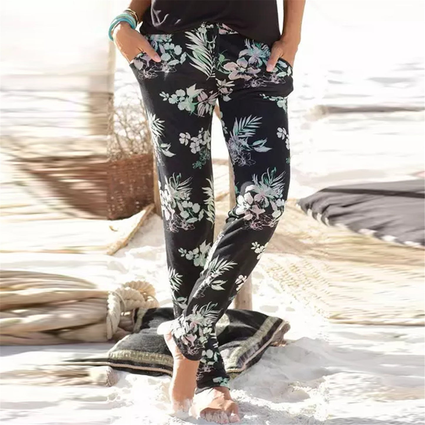 xiangtuibao Women's Casual Trousers Foreign Trade Popular Style Printed Trousers Street Fashion Straight Pants Casual Women Factory Direct Sales