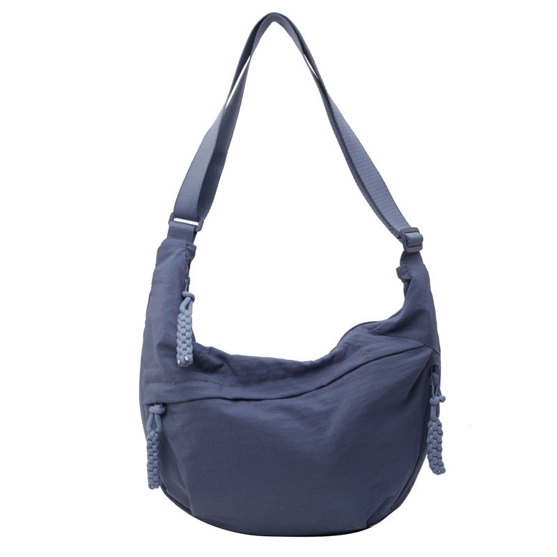XIANGTUIBAO Spring New All-Match Shoulder Bag Travel Messenger Bag Washed Wrinkled Nylon Retro Casual and Lightweight Dumpling Bag