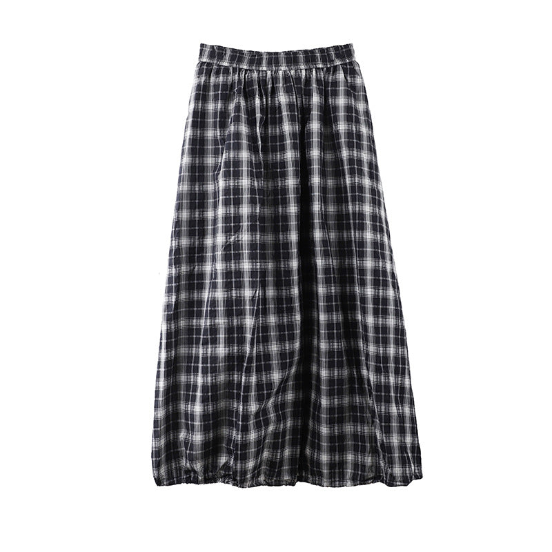 2025 THE MIND plaid cotton bud skirt 2025 summer new Korean version casual versatile high waist skirt T286